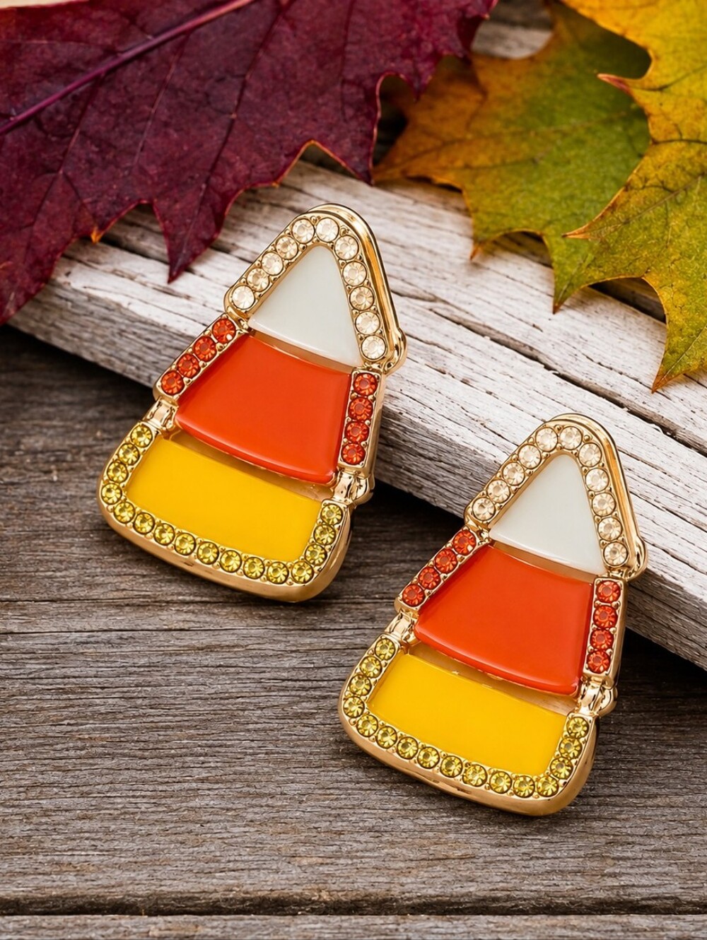 BETSEY JOHNSON CANDY CORN HALLOWEEN EARRINGS
